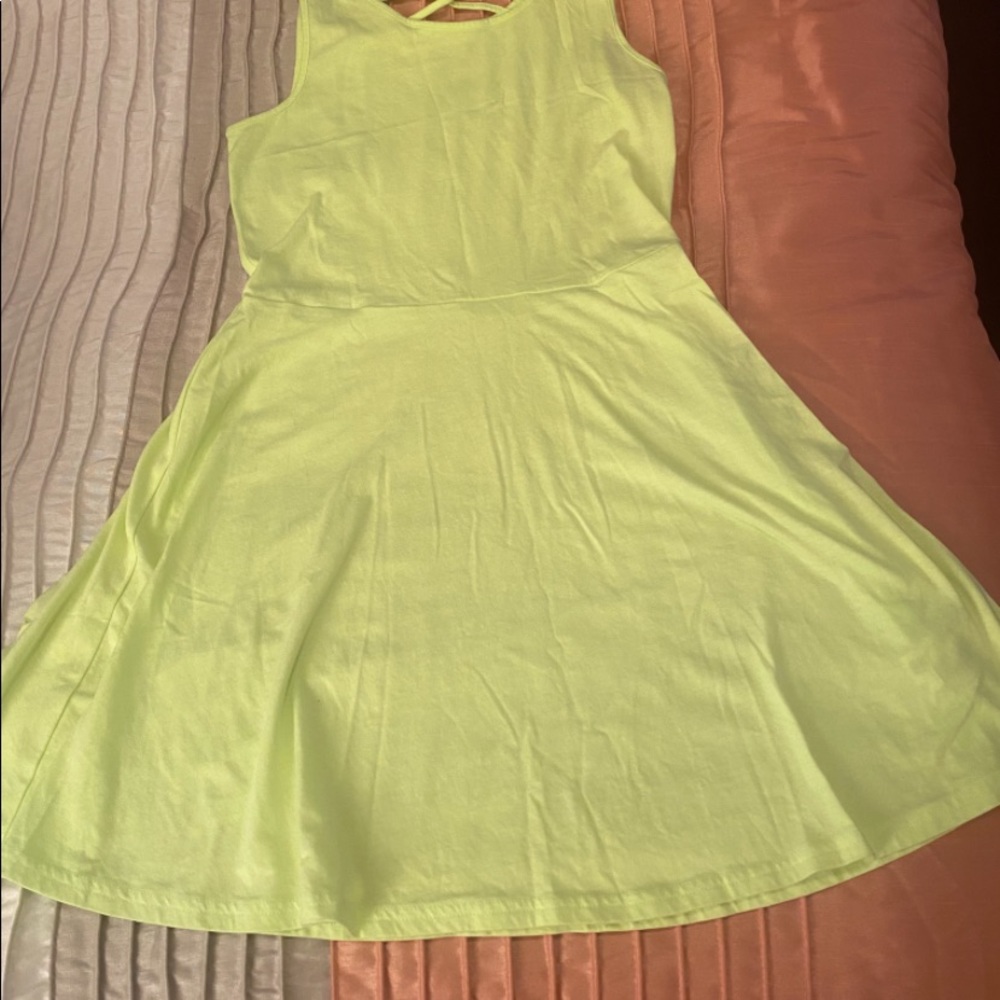 Girls Children Place Dress. Soft Bright Greenish-Yellow. Size 14. Slightly Worn.